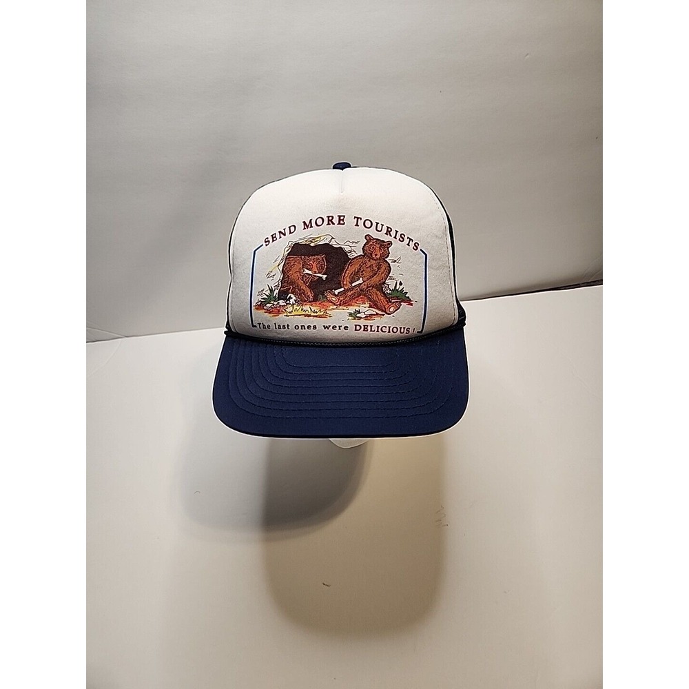 Vintage Trucker Style Hat Bear Send More Tourists The Last Ones Were Delicious